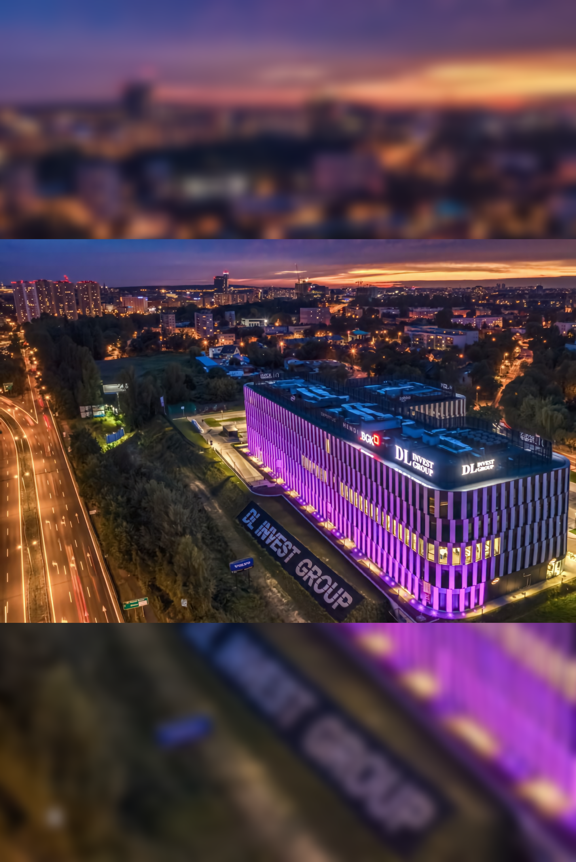 Drone shot of the building